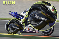 "Spy attitude" : nouveau bras oscillant et nouvel échappement sur les Yamaha 2015 à Valence.