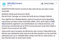 Genève - Les Pro Vélo vont manifester contre l'ouverture des voies de bus aux deux-roues motorisés